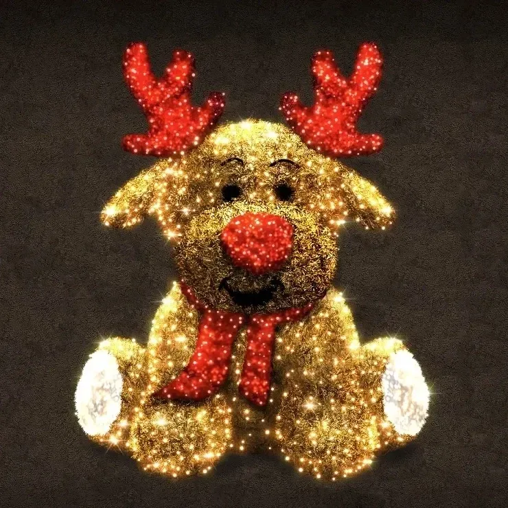 Eco Fix 3D LED light reindeer 600 cm, warm white, aluminium