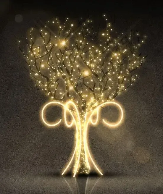 3D LED tree light deciduous Al, warm white, aluminium