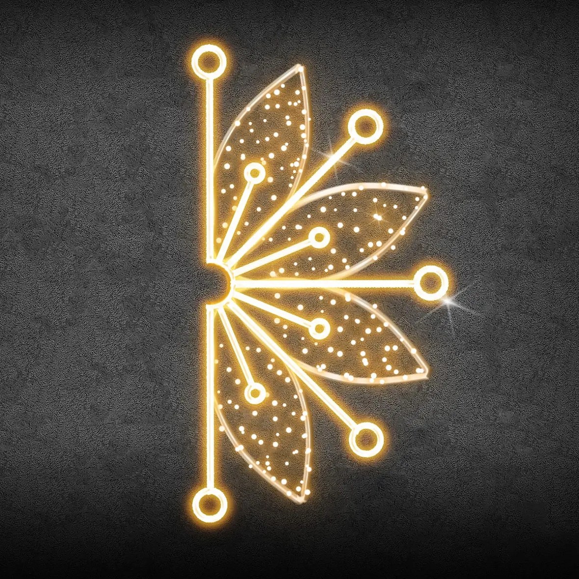 2D LED half-flake light V., hanging, 305 × 170 × 5 cm, warm white, aluminium