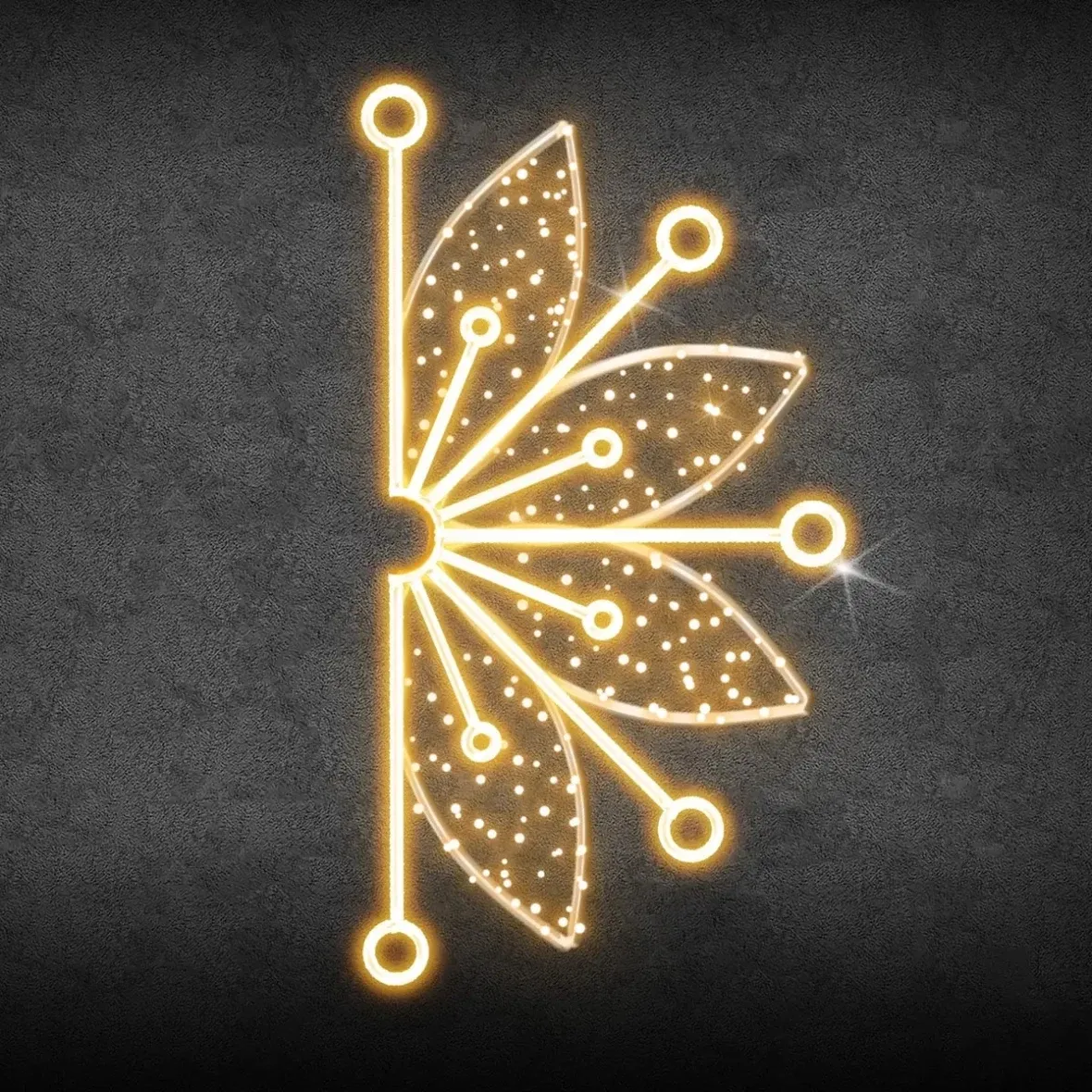 2D LED half-flake light V., hanging, 305 × 170 × 5 cm, warm white, aluminium