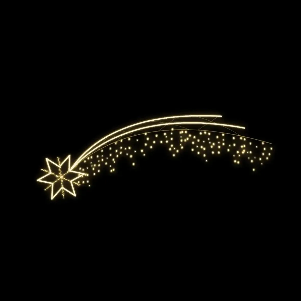 Eco Fix 2D LED comet light with tail, hanging, 200 × 60 × 70 cm, warm white, 3D printed, gold