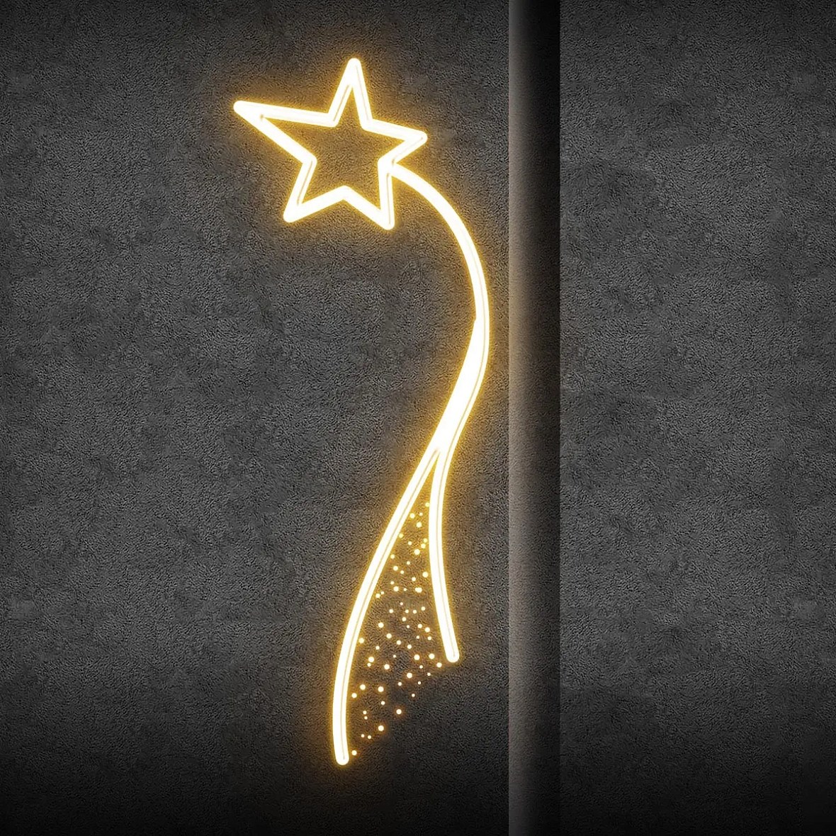 Easy Fix 2D LED comet light decor, 80 × 230 cm, warm white, public lighting decor, aluminium
