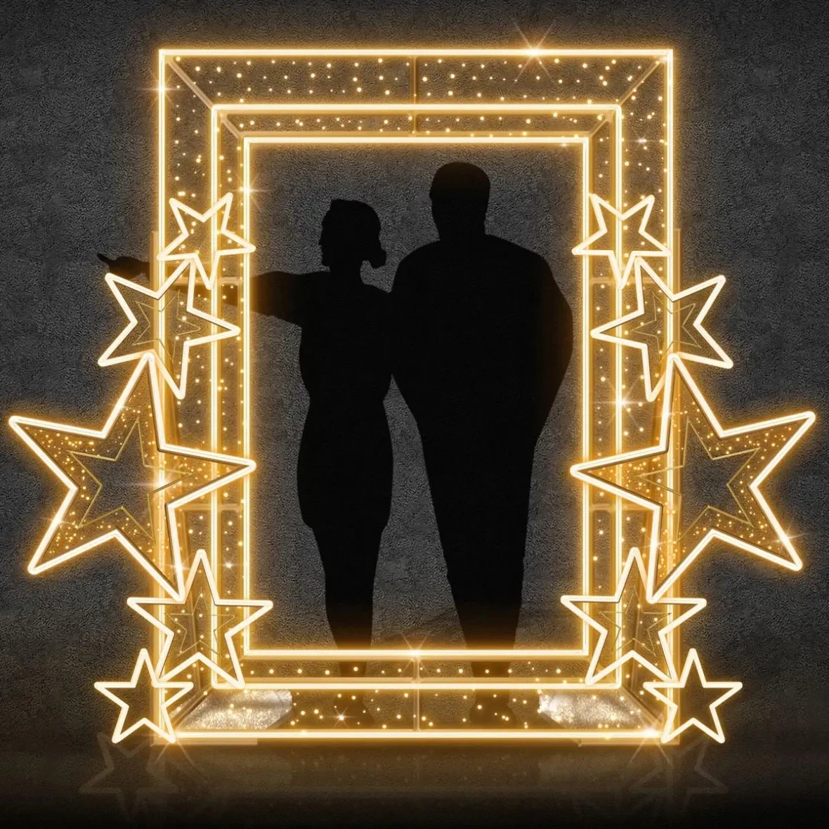 2D LED light frame, 255 × 220 cm, warm white, aluminium