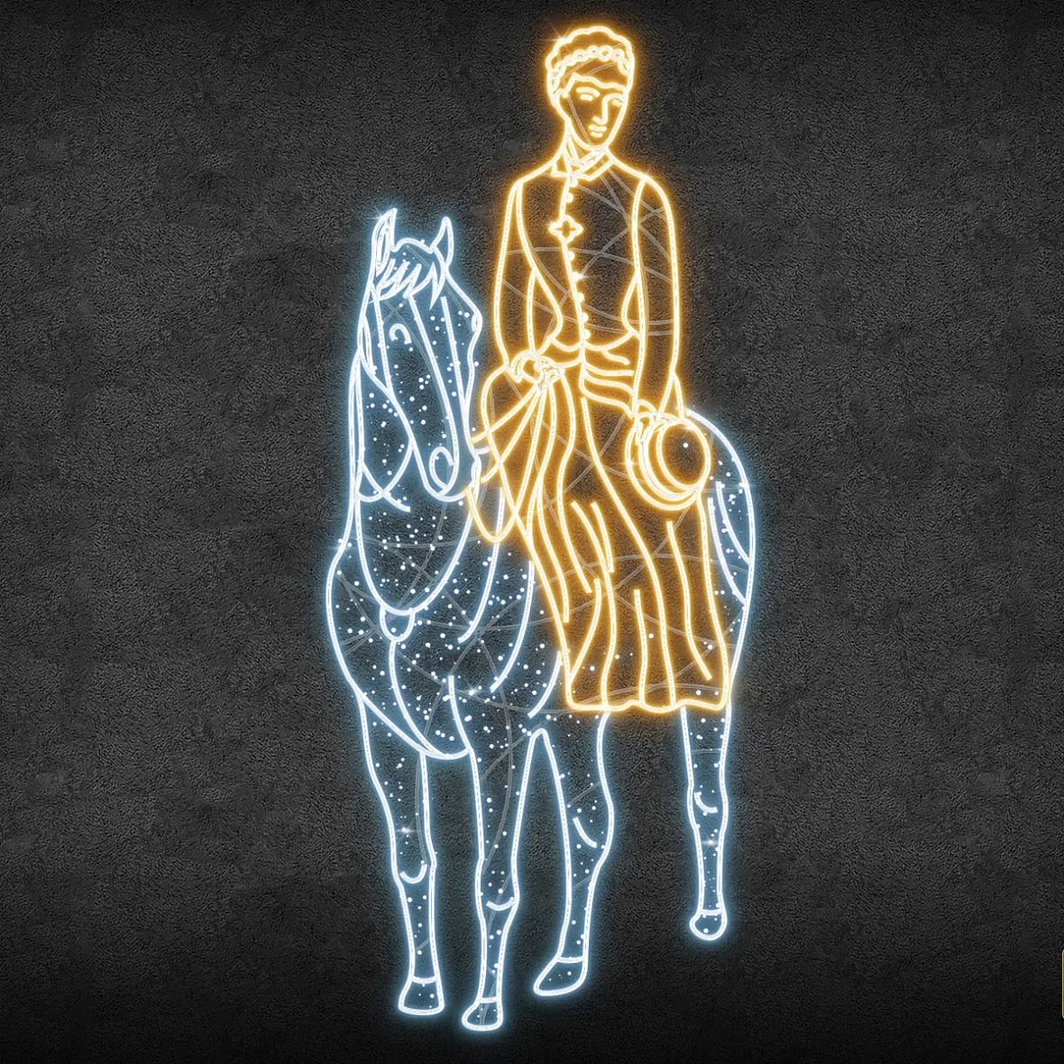 Eco Fix 2D LED Sissi riding, 305 × 130 × 8 cm, warm and icy white, standing, 3D printing