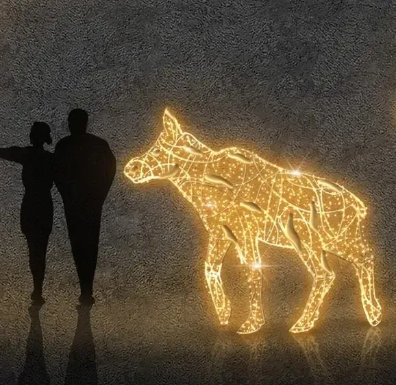 Eco Fix 3D LED illuminated moose calf, WS2A, 210 × 240 × 55 cm, aluminium