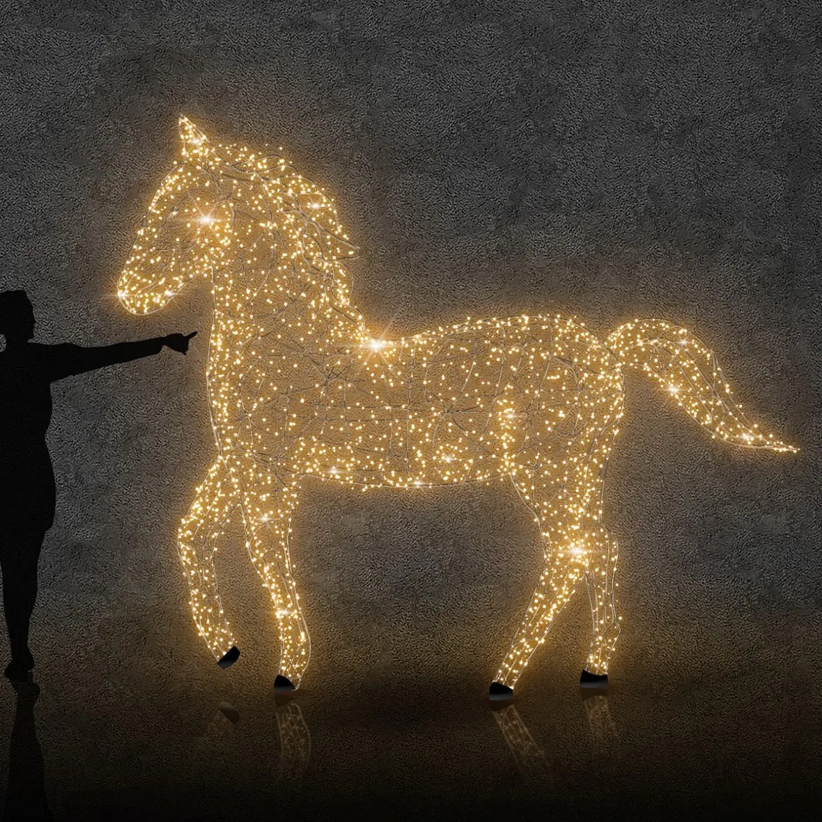 Eco Fix 3D LED light horse 250 cm, warm white, aluminium
