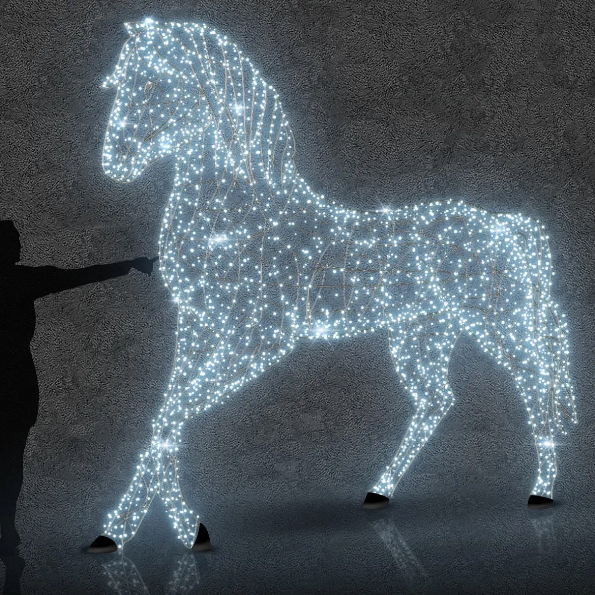 Eco Fix 3D LED Light Horse, 270 × 250 × 65 cm, cool white with Flash, aluminium