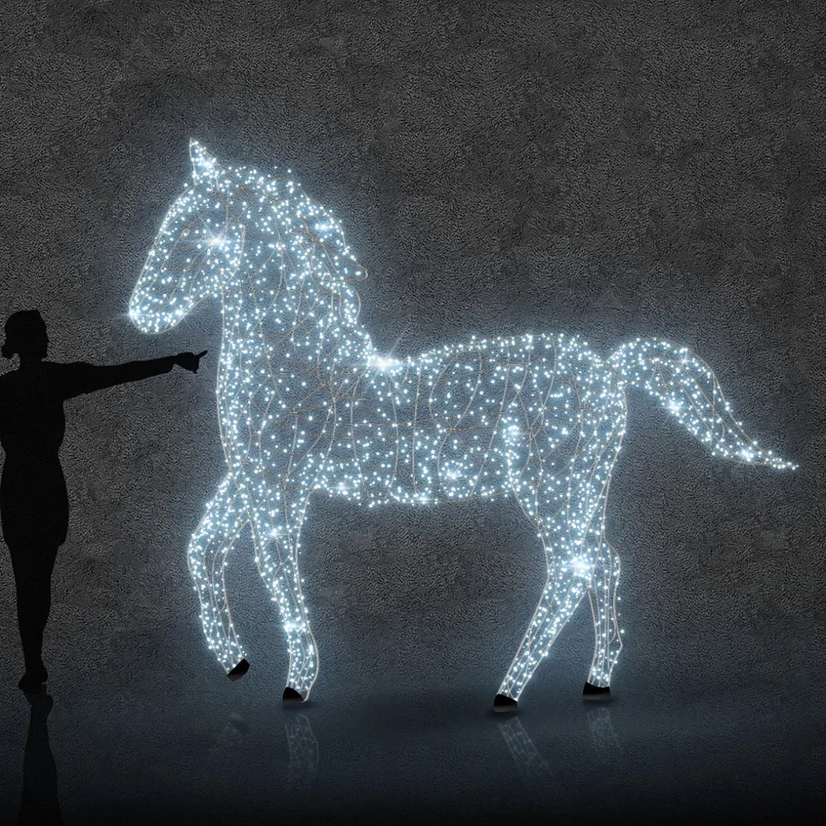 Eco Fix 3D LED light horse 220 cm, ice white, aluminium