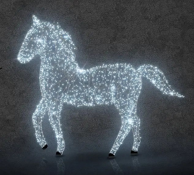 Eco Fix 3D LED light horse with rotating head, 250 cm, ice white, aluminium