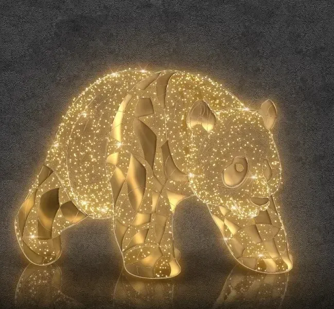 Eco Fix 3D LED light panda, 175 × 285 × 130 cm, warm white, aluminium