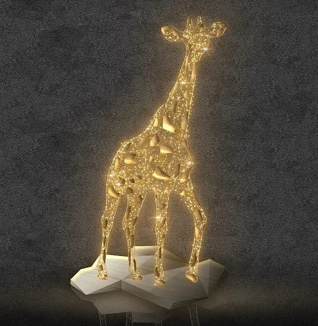 Eco Fix 3D LED Giraffe Light, 200 × 350 × 70 cm, warm white, aluminium
