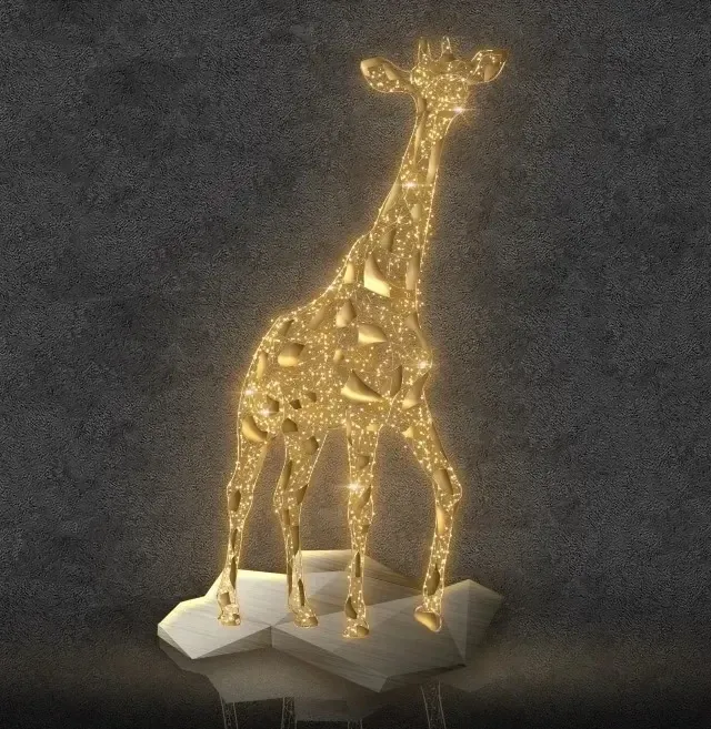 Eco Fix 3D LED Giraffe Light, 200 × 350 × 70 cm, warm white, aluminium
