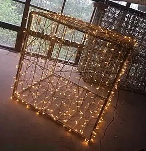 3D LED light gift with bow, 130 × 120 cm, warm white, aluminium