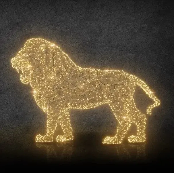 Eco Fix 3D LED light lion, 160 cm, warm white with crystals, aluminium