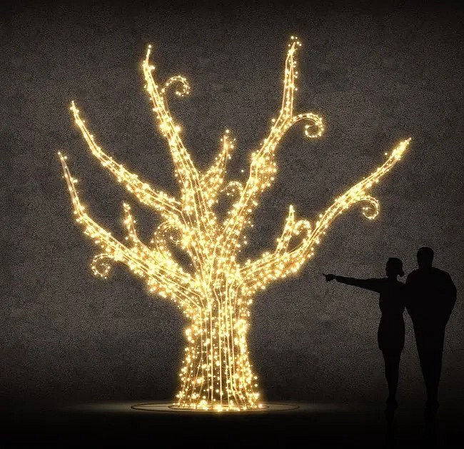 3D light tree, 400 cm, warm white, aluminium