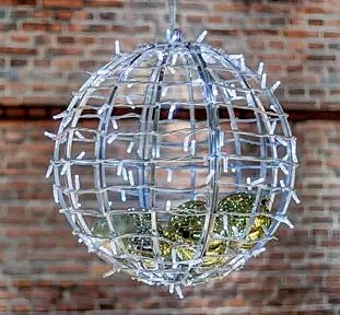 3D LED light ball, 120 cm d.p.m., warm white FLASH, 230 V, 23 W, aluminium