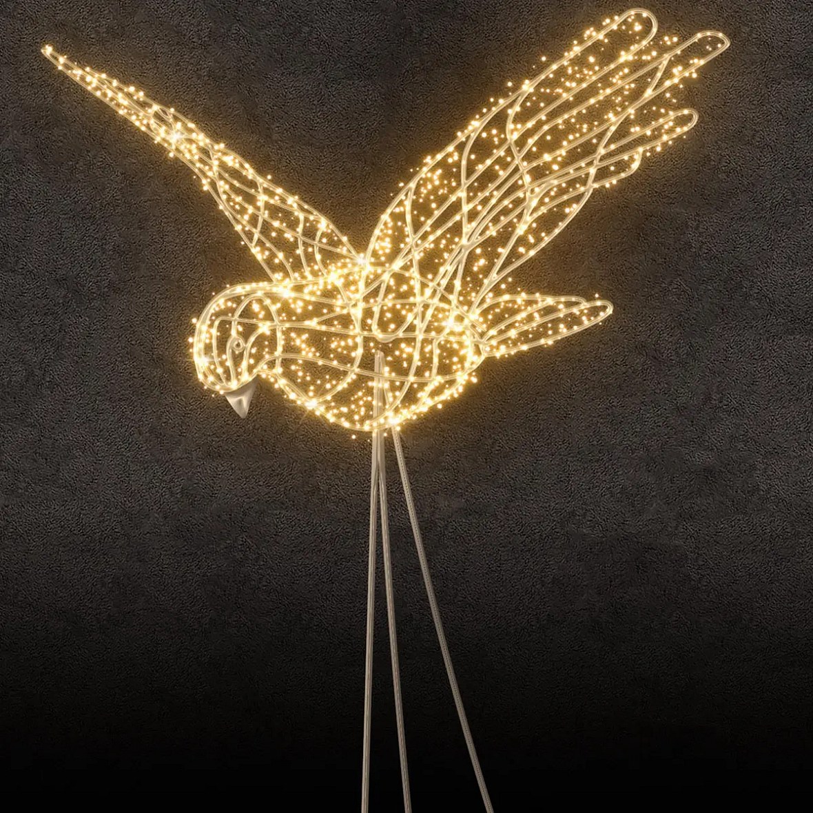 Easy Fix 3D LED dove light, 220 × 130 × 90 cm, warm white, aluminium