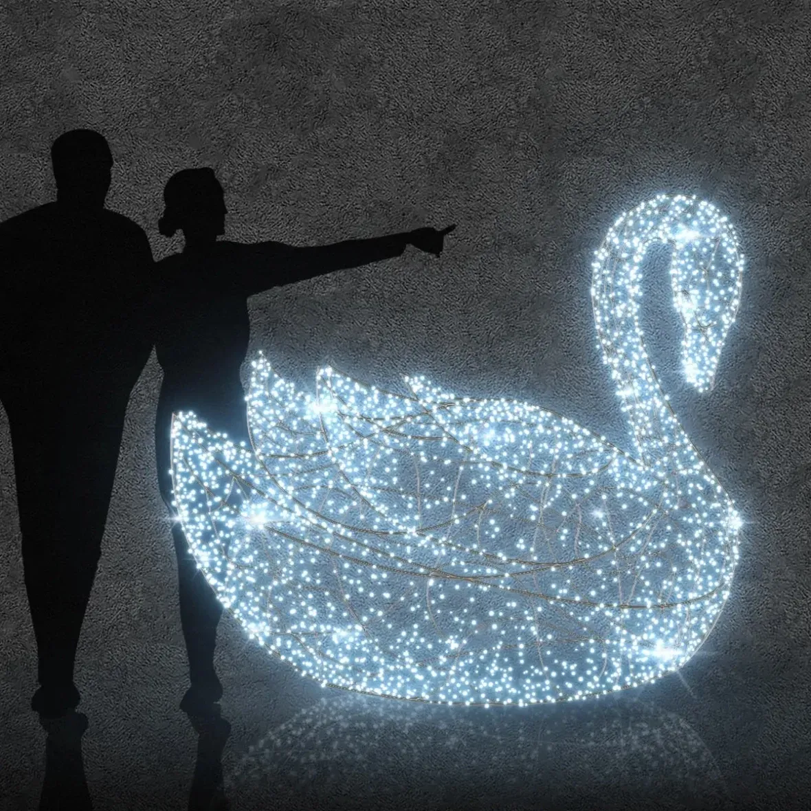 3D LED light swan 220 × 160 × 100 cm icy white, 36 V, 40 W, 17.2 kg, 2 parts
