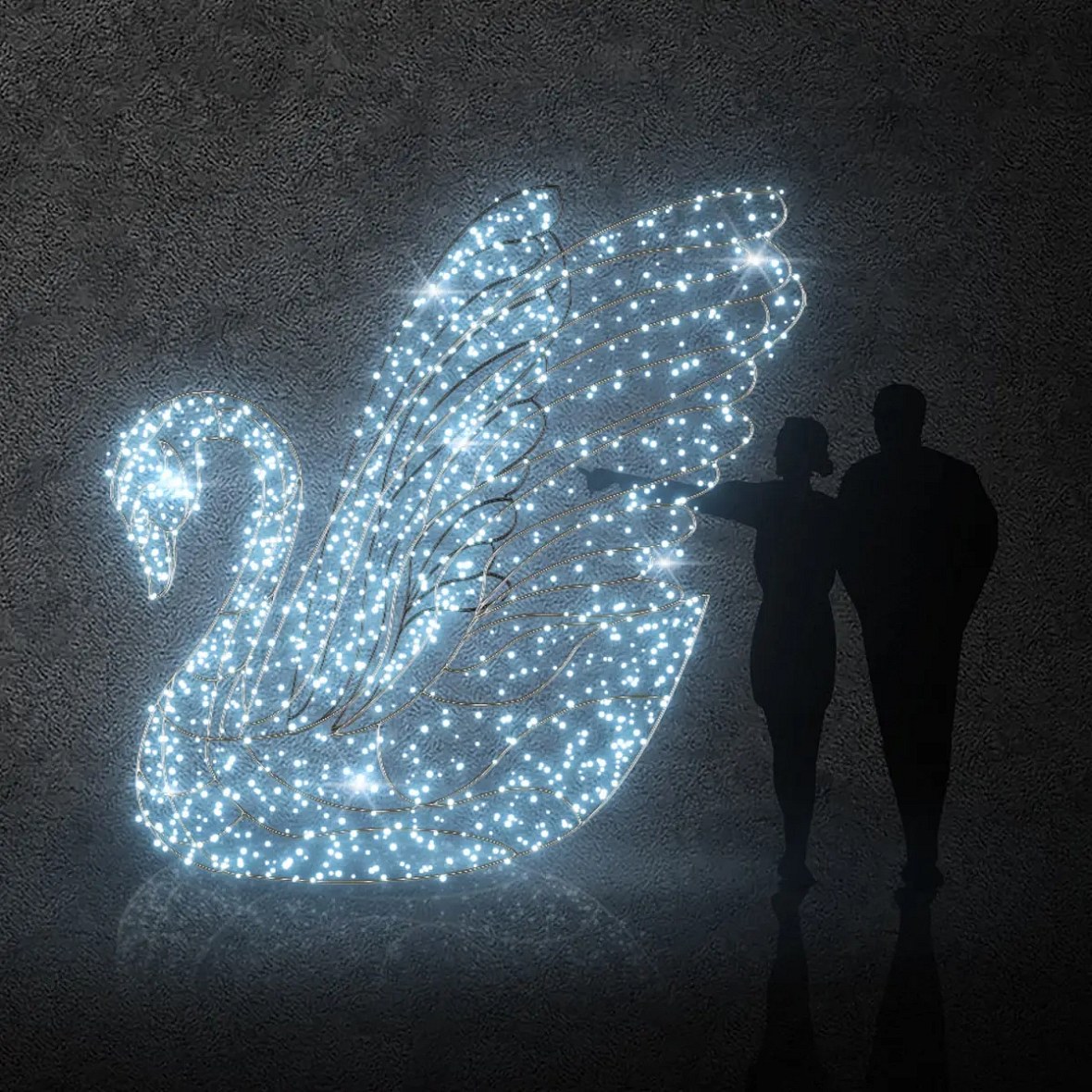 3D LED light swan 250 cm ice white