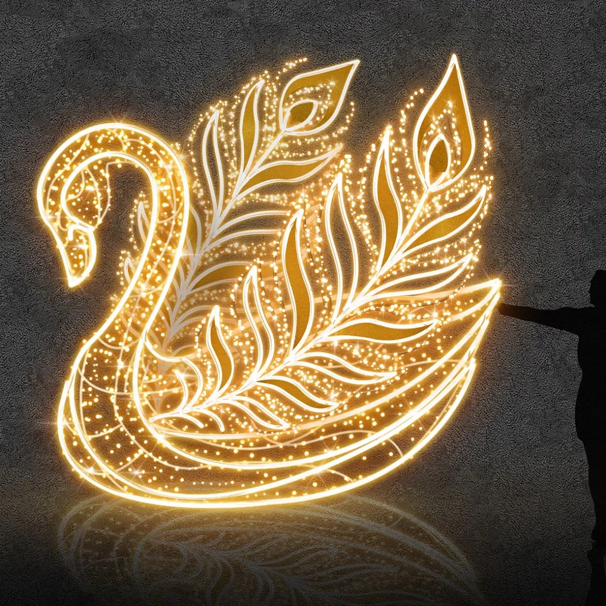 3D LED light swan 400 × 350 × 220 cm, warm white, 36 V, 168.5 W, 7 parts