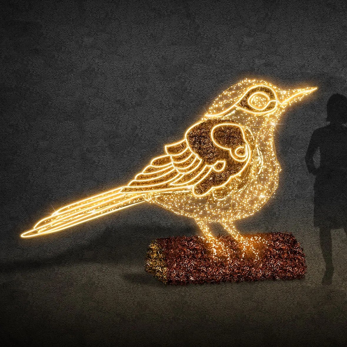 3D LED light thrush 250 cm, warm white, aluminium