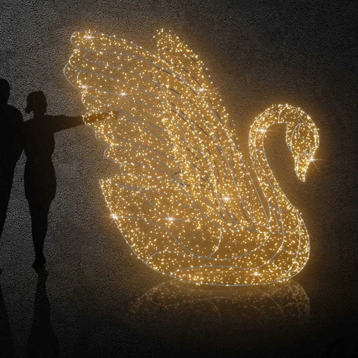 3D LED light swan 250 cm, warm white