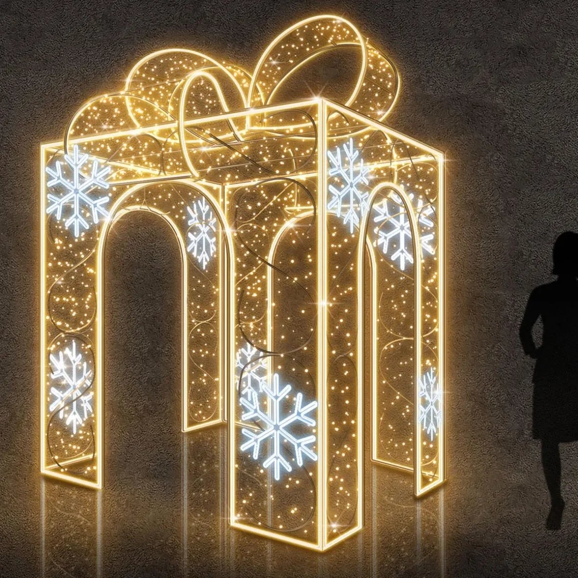 Easy Fix 3D LED light gift pass-through, 200 × 310 × 200 cm, warm and icy white, aluminium