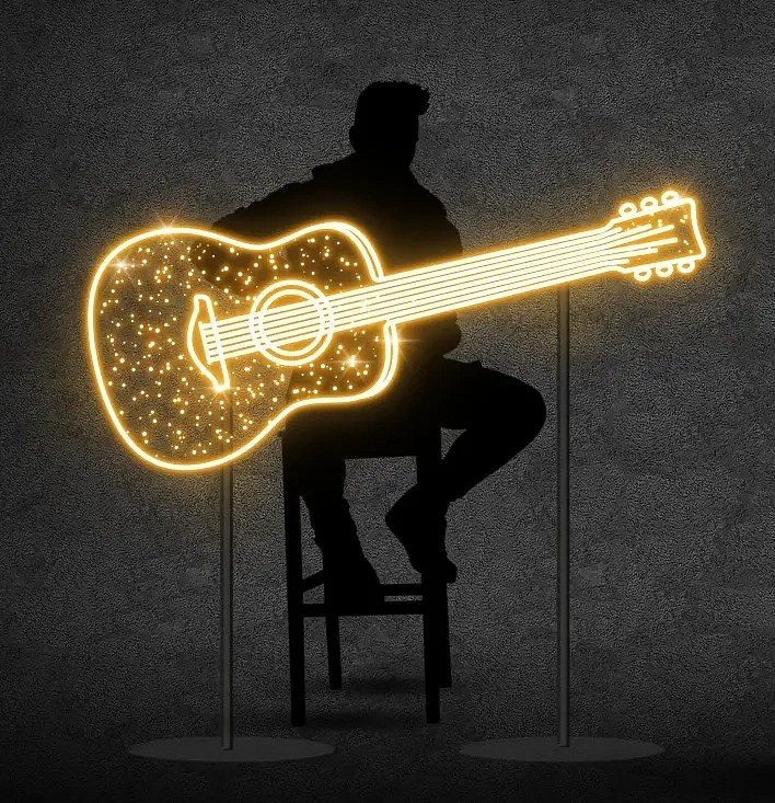 Eco Fix 2D LED light guitar, warm white, aluminium
