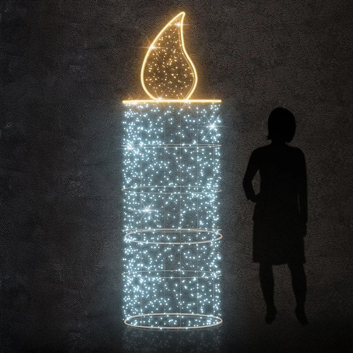 Easy Fix 3D LED light candle, 80 × 245 cm, icy and warm white, 230 V, 48.8 W, in 2 parts