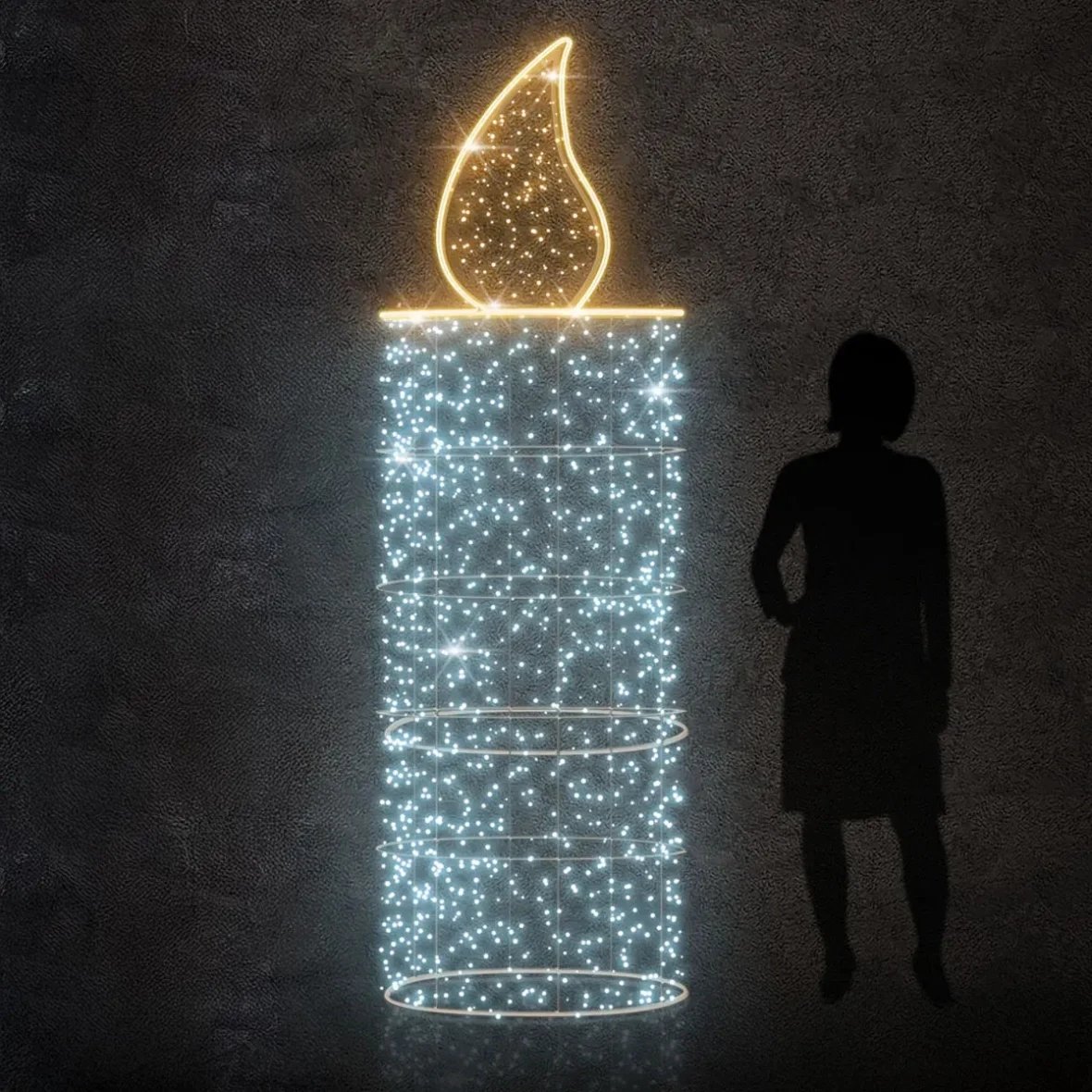 Easy Fix 3D LED light candle, 80 × 245 cm, icy and warm white, 230 V, 48.8 W, in 2 parts