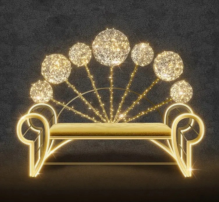 3D LED light bench, 175 × 145 × 40 cm, warm white, 36 V, 26 W, in 2 parts