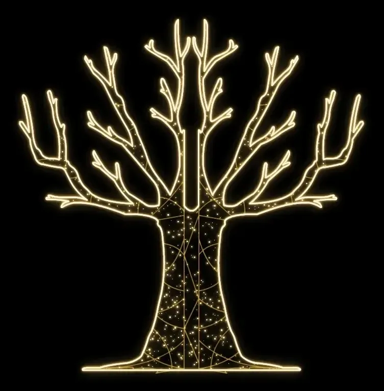 Easy Fix 2D LED tree light, 220 × 245 × 120 cm, warm white, hanging, 3D printing