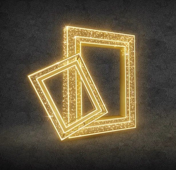 LED light frames, 240 x 230 x 100 cm, warm white, 230V, 191.3 W, 77 kg, made of 4 parts