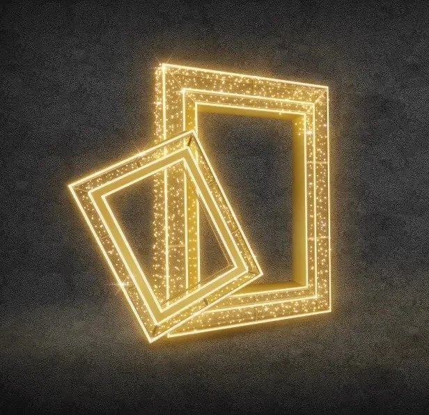 LED light frames, 240 x 230 x 100 cm, warm white, 230V, 191.3 W, 77 kg, made of 4 parts