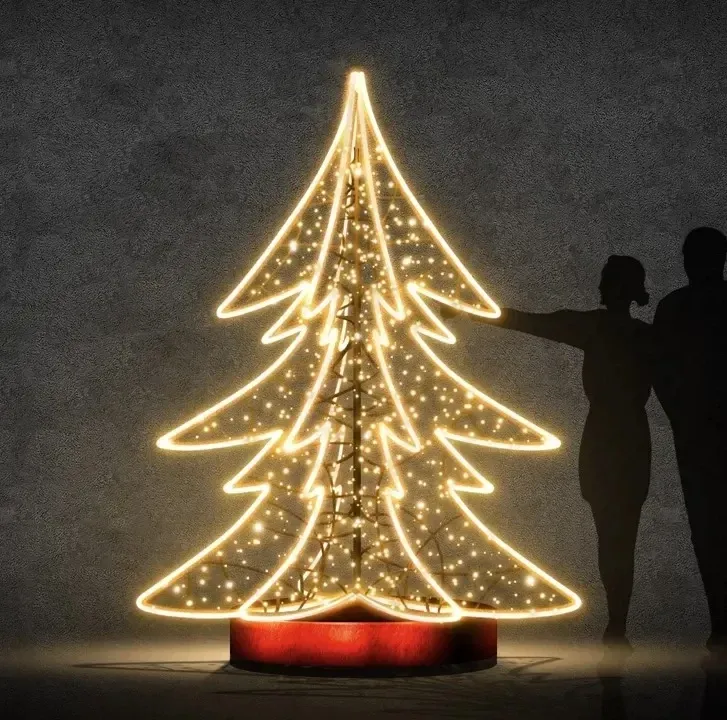Eco Fix 3D LED six-arm tree, 170 × 250 × 170 cm, warm white, aluminium