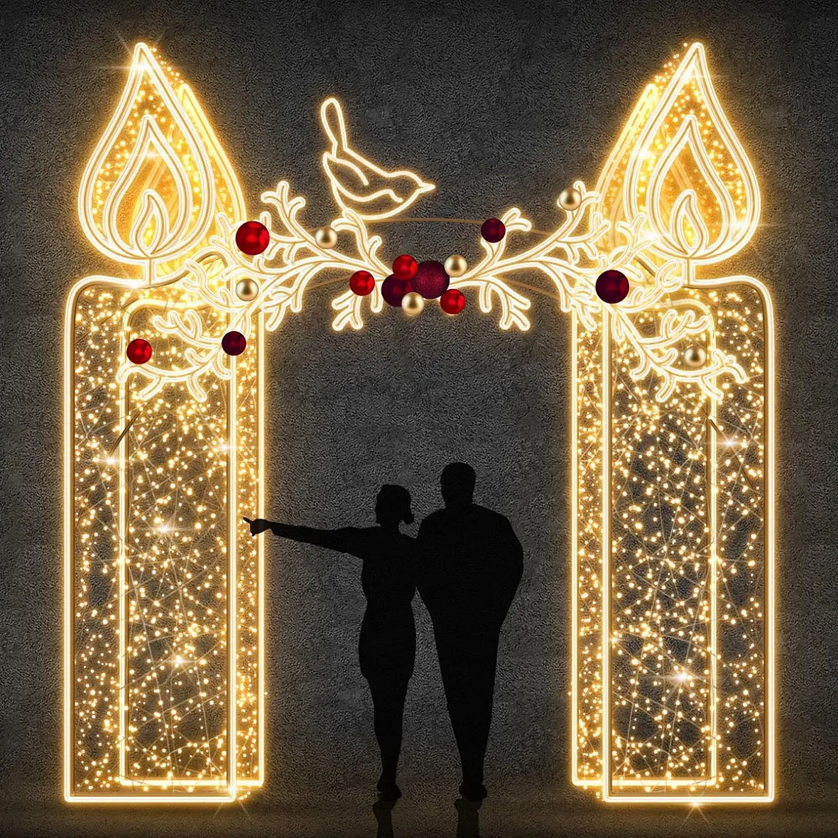 3D LED candle light assembly, 345 × 400 × 65 cm, warm white, 230/36V, 332 W, 123.6 kg, made of 5 parts