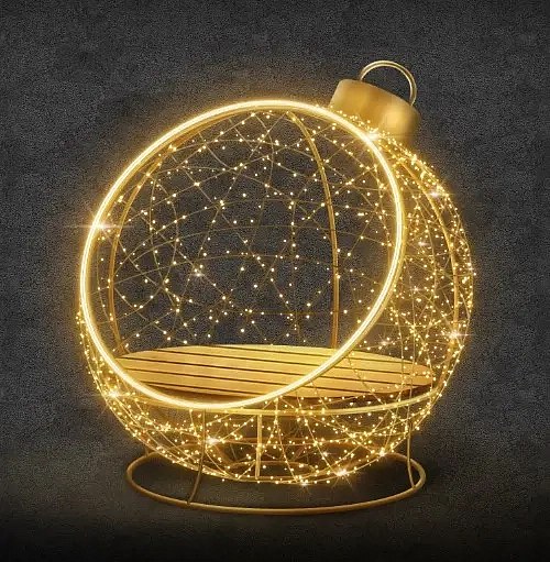 3D LED light chair ornament, 130 cm, warm white, 36 V, 30 W, 31.4 kg, in 2 parts