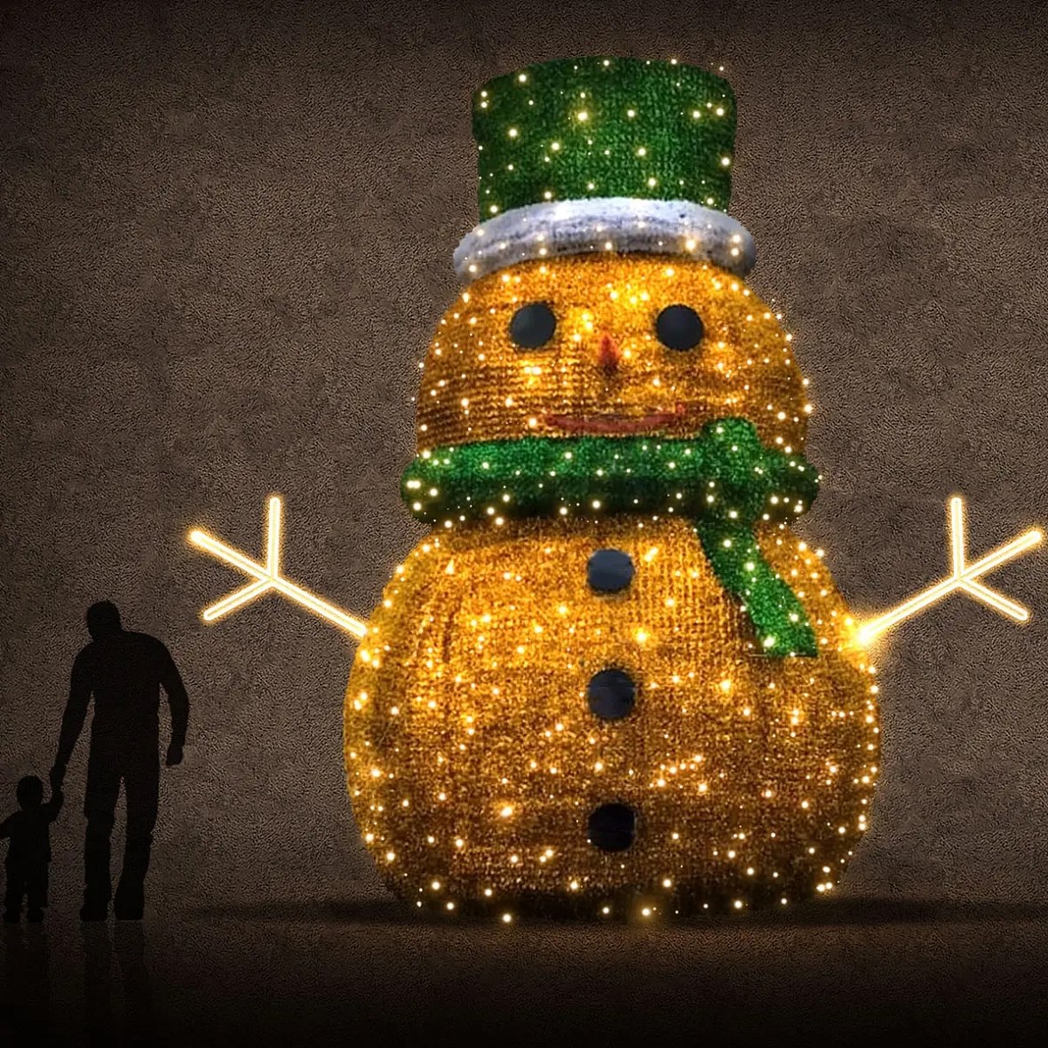 Eco Fix 3D LED snowman light, 600 × 240 cm, warm white, aluminium