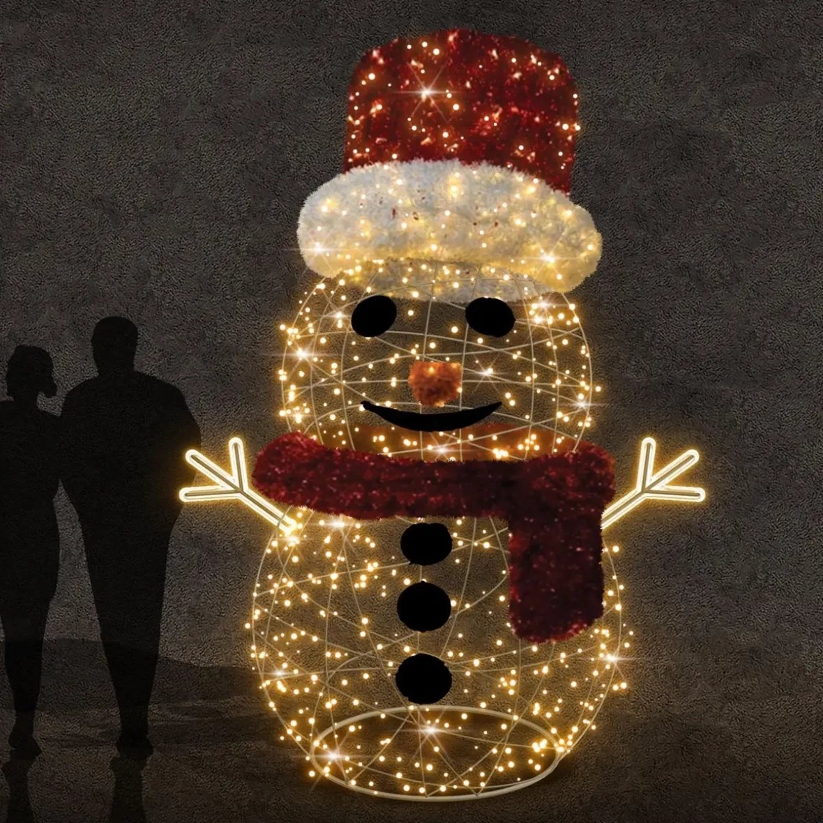 Easy Fix 3D LED snowman light 230 × 300 × 230 cm, warm white, aluminium