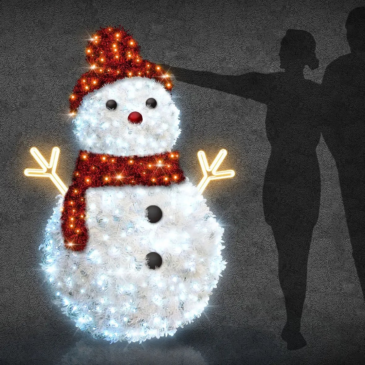 Easy Fix 3D LED snowman light 160 cm, icy and warm white, aluminium