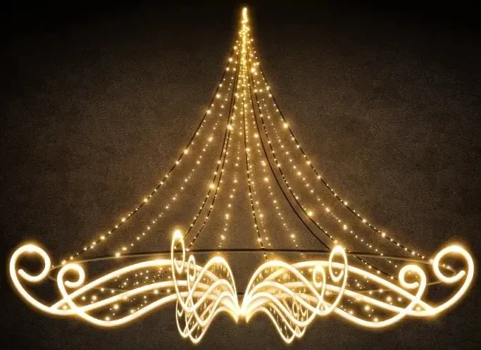 3D LED chandelier, 360 x 250 x 360 cm, warm white, 230/36V