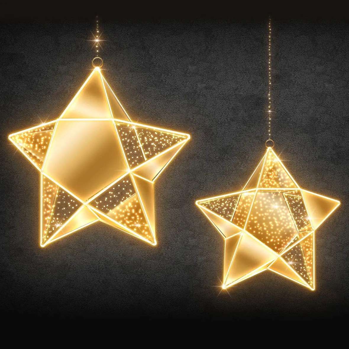 Easy Fix 3D LED star light, 190 × 180 × 50 cm, warm white, aluminium