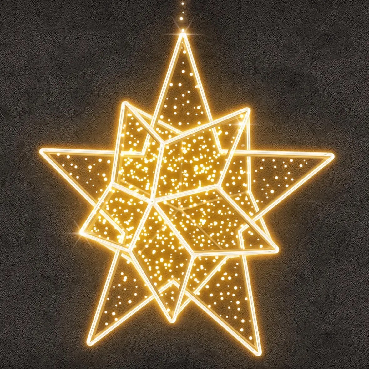 Easy Fix 3D LED star light, warm white, hanging, aluminium