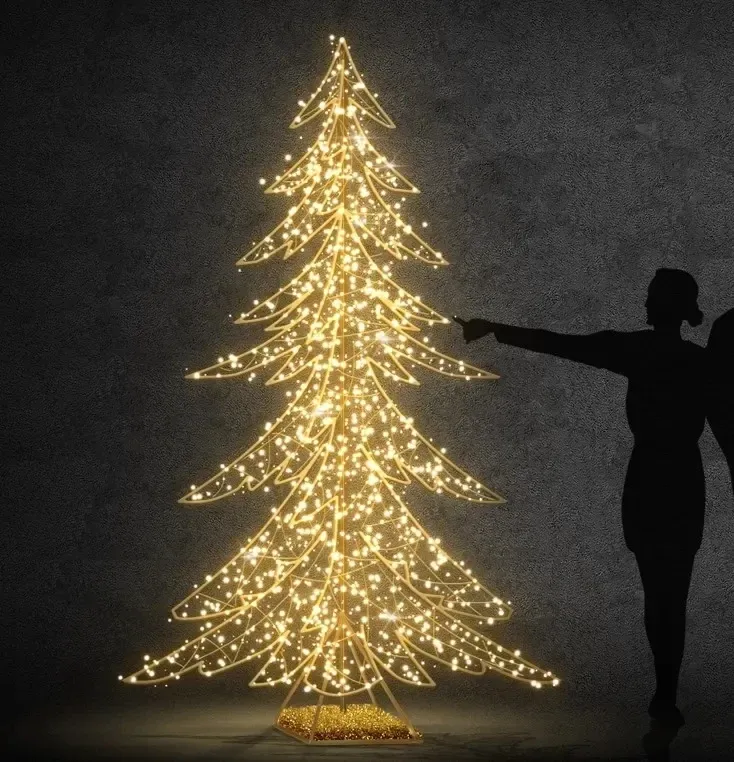 Eco Fix 2D LED tree light, 240 cm, warm white with crystal, aluminium