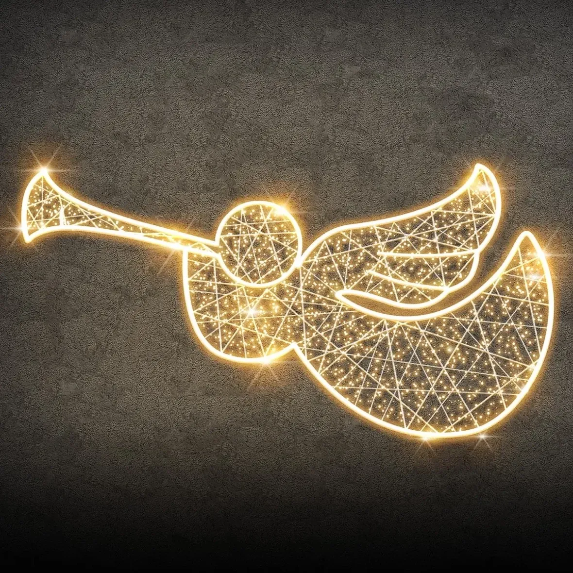 Easy Fix 2D LED Decorative Light, Flying Angel II, 168 x 72 x 3 cm, Warm White, Hanging, 3D-Printed