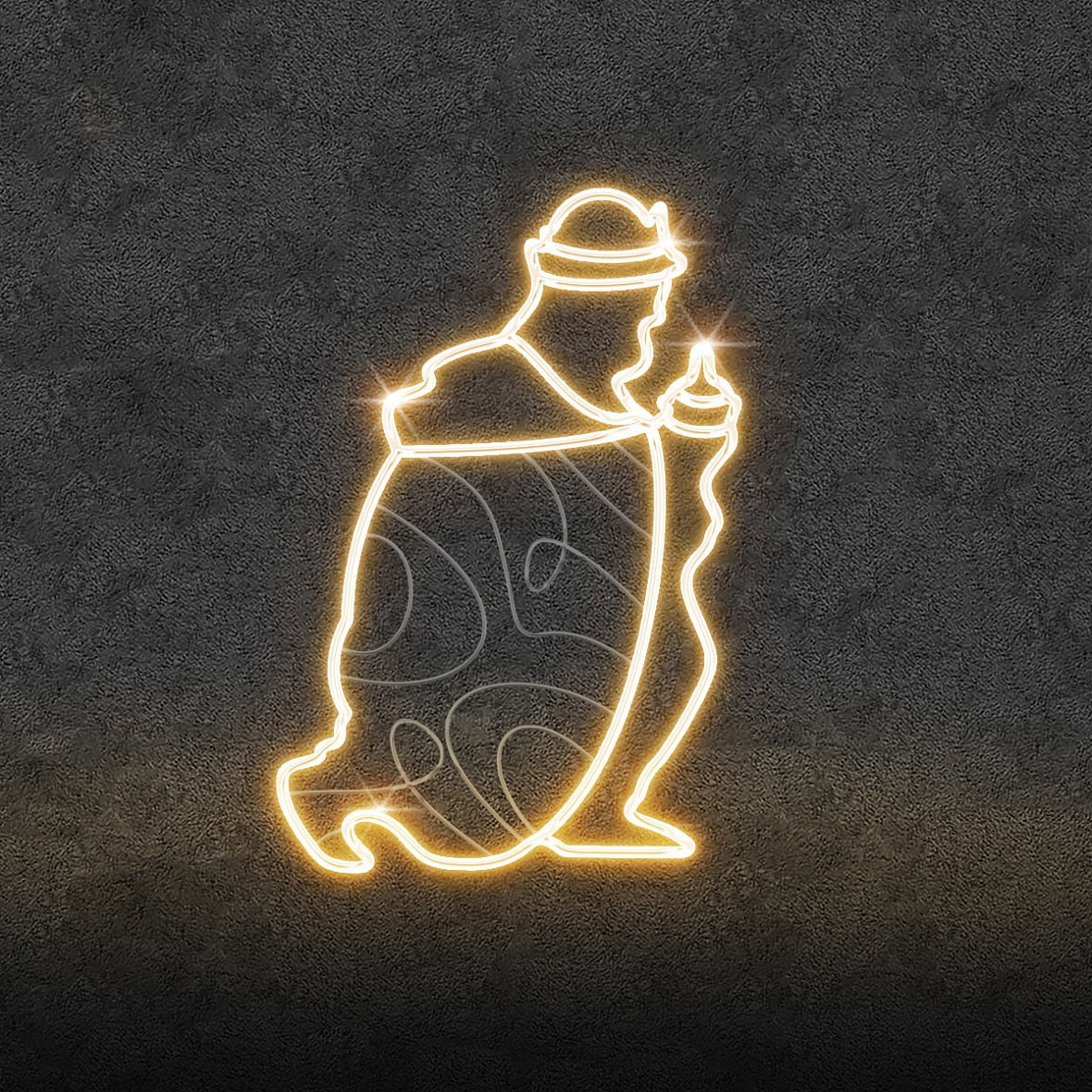 Eco Fix 2D LED light decor, King I, kneeling, 81 × 133 × 3 cm, warm white, hanging, 3D print