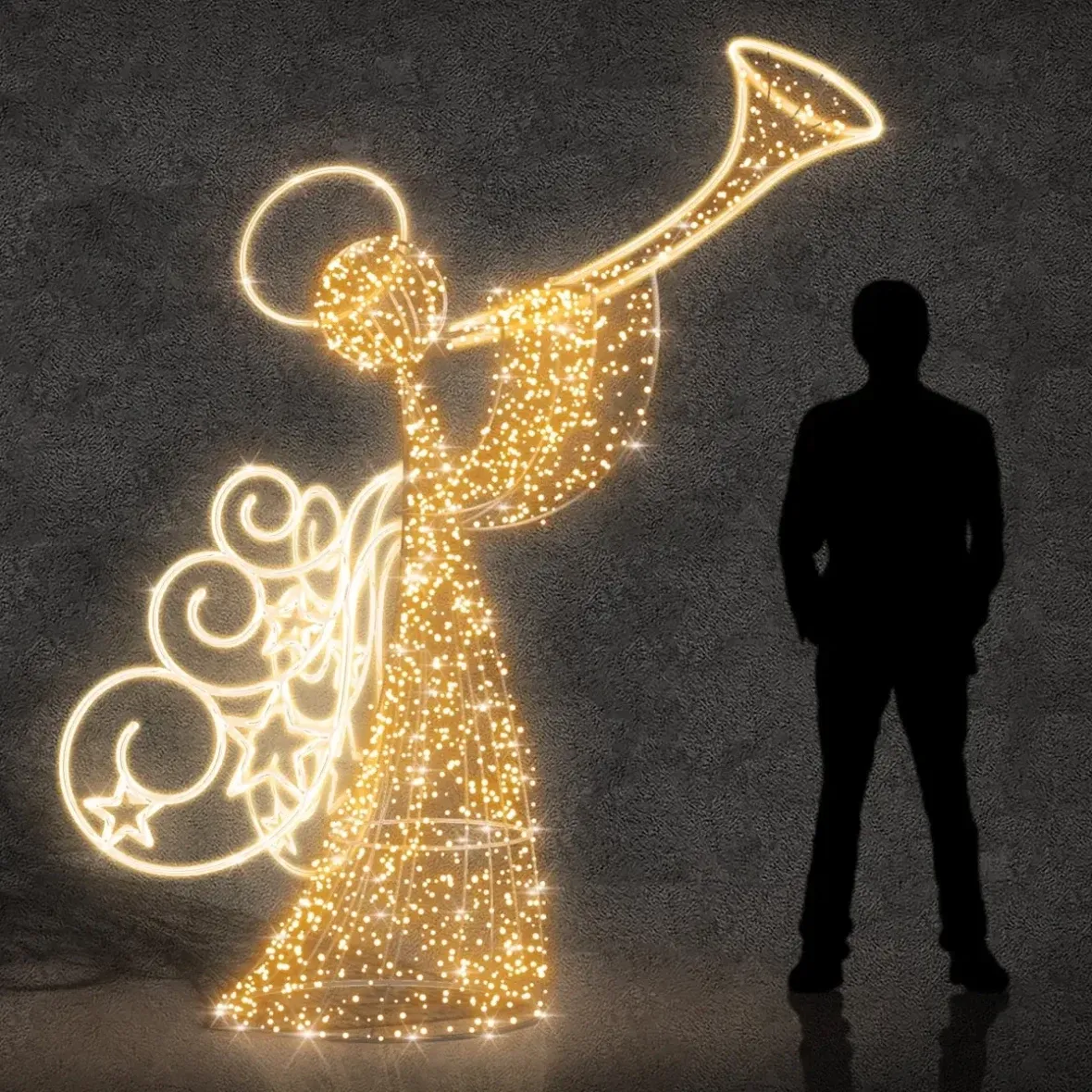 3D LED Angel Light, 250 cm, Warm White, Aluminum