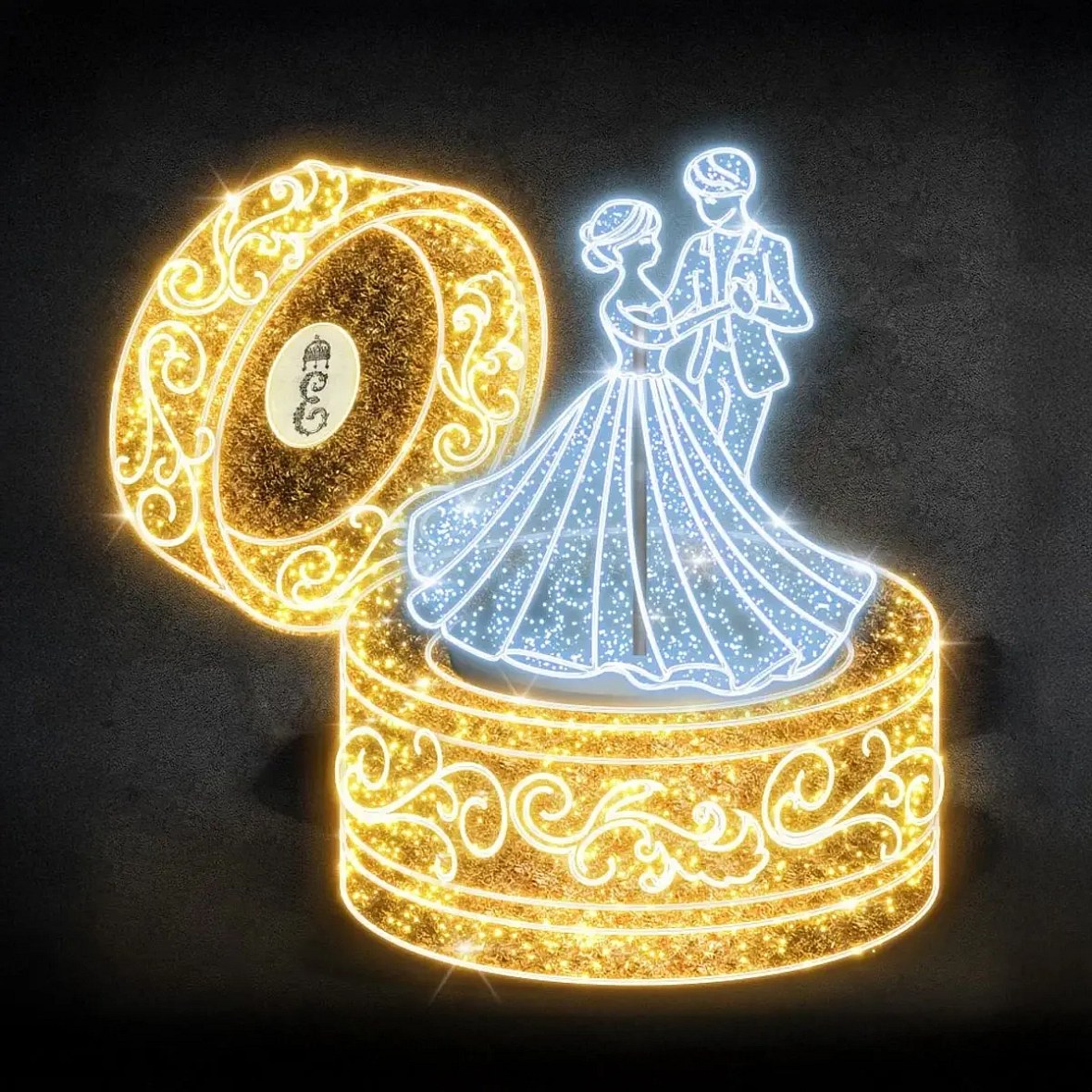3D LED light box, 250 cm, warm and icy white, 36 V, 255 W, made of 6 parts