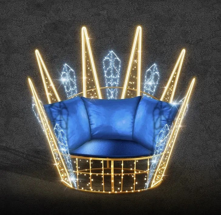 3D LED light chair, 154 × 193 × 144 cm, warm and ice white, 36 V, 54 W, 70 kg, 1 part