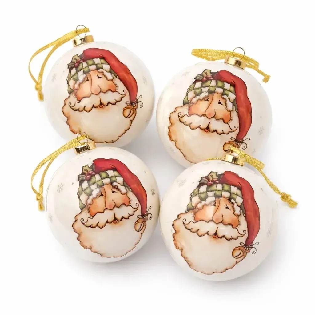 Set of Christmas ornaments balls 8 cm, Santa Claus, plastic, pack of 6